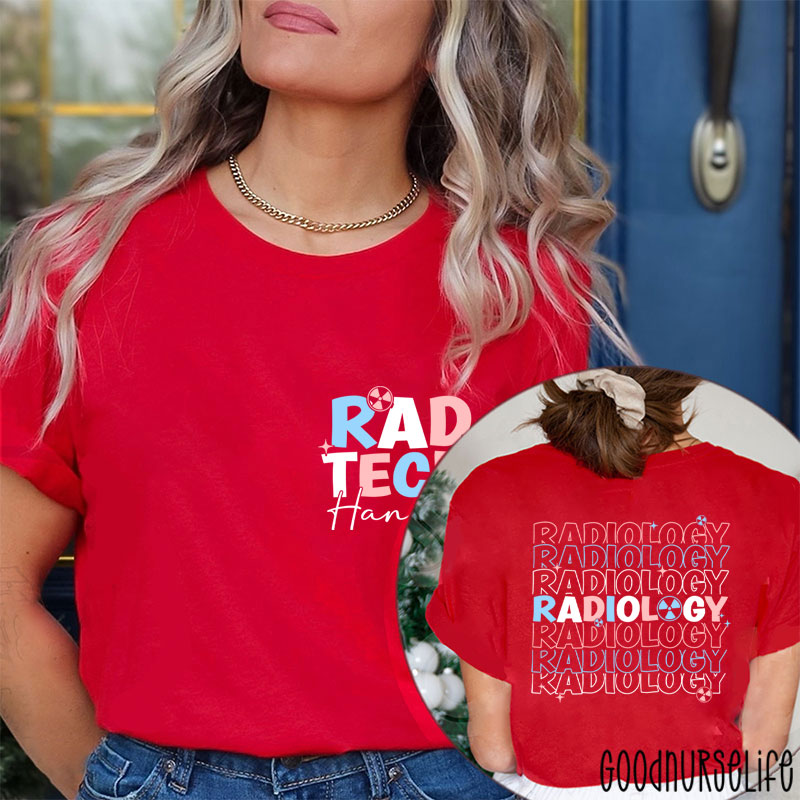 Personalized 4th July Rad Tech Radiology Technologist Two Sided T-Shirt