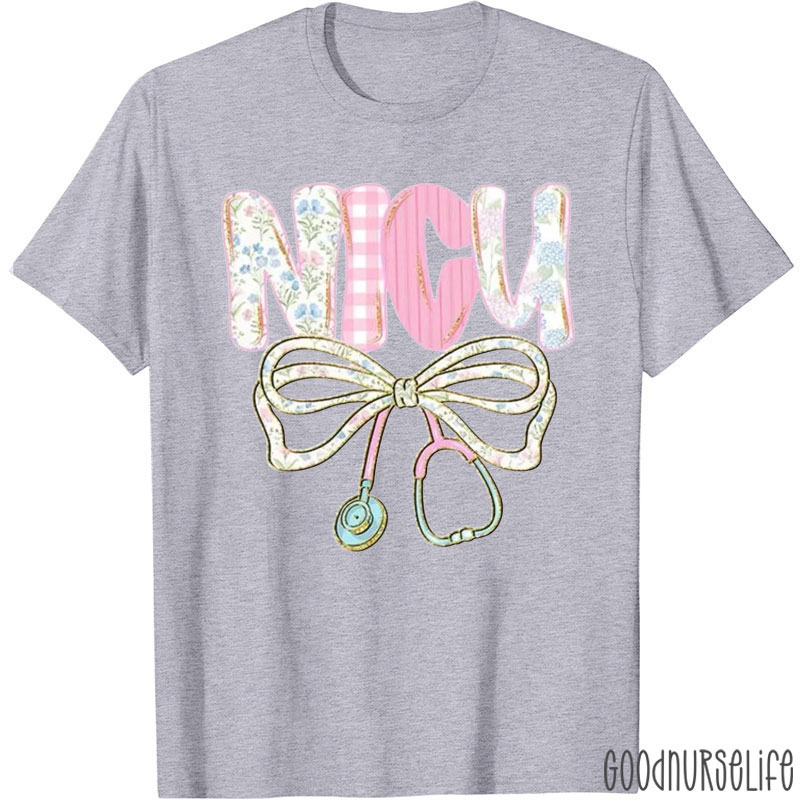 Personalized Floral Stethoscope Coquette Bow Nurse Life T-Shirt