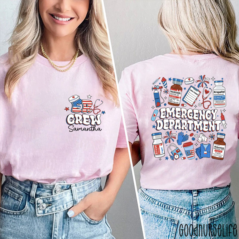 Personalized ER Crew Emergency Department Two Sided T-Shirt