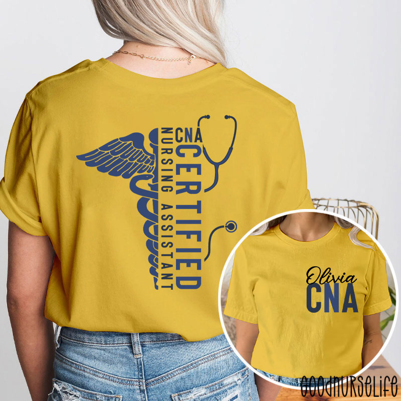 Personalized Name CNA Certified Nursing Assistant Nurse Two Sided T-Shirt
