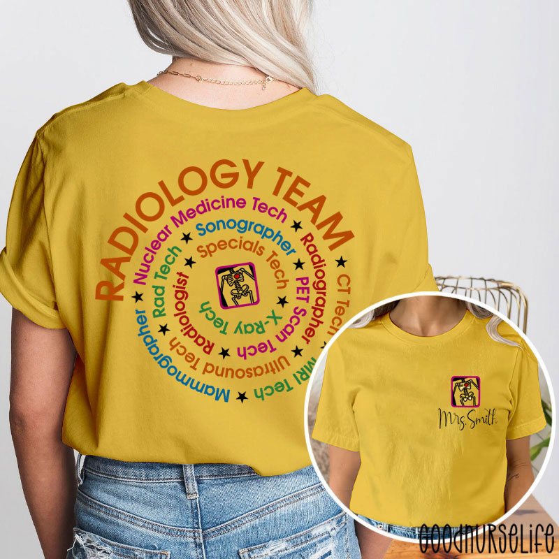Personalized Name Radiology Team TC Tech Two Sided T-Shirt