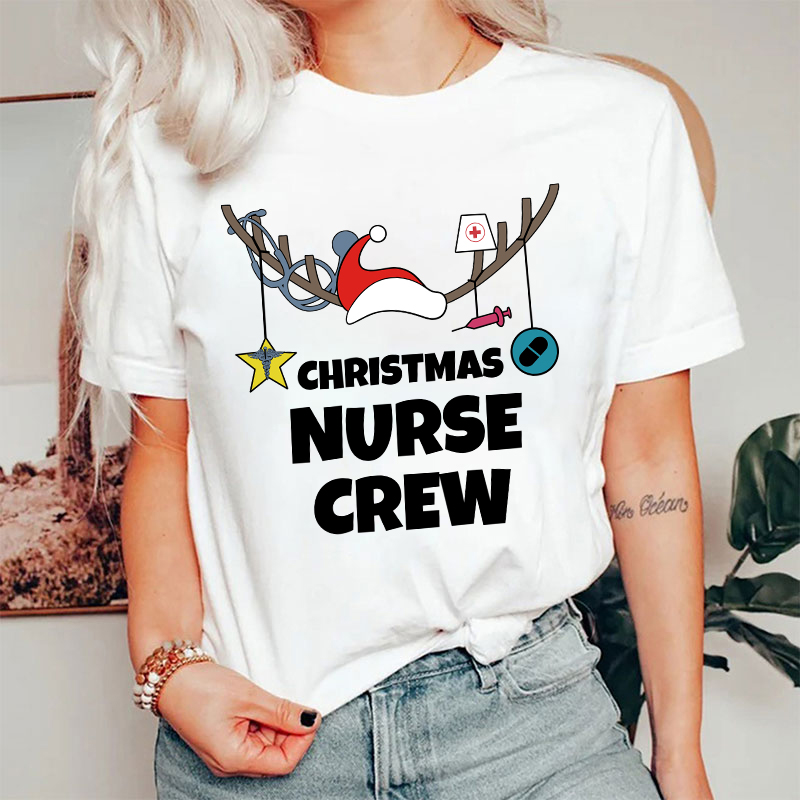 Antlers Nurse Christmas T-Shirt