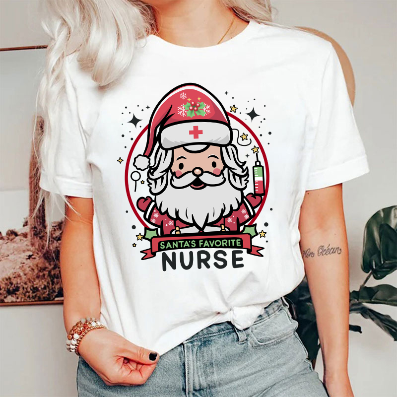 Santa's Favorite Nurse Christmas T-Shirt