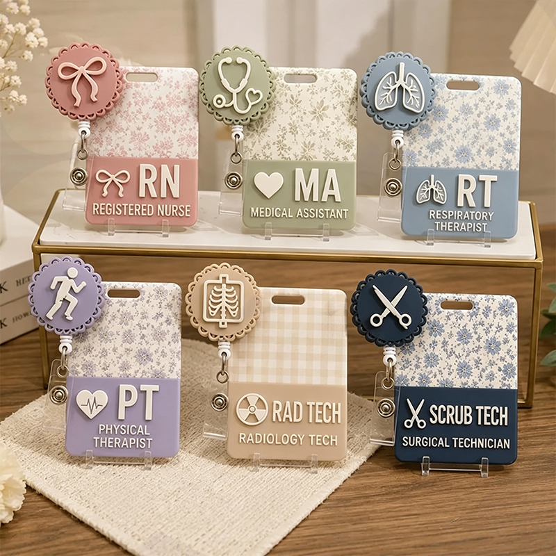 Personalized Healthcare Nurse Badge Reel And Badge Buddy Set