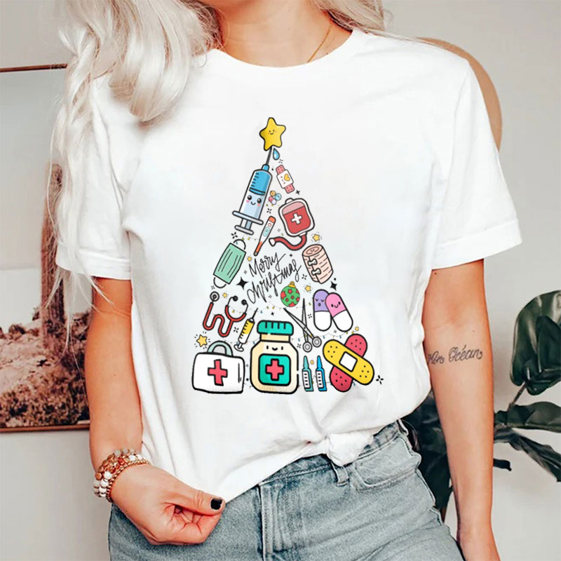 Medical Facilities Xmas Tree Nurse T-Shirt