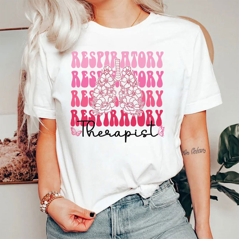 Respiratory Therapist Flower Pulmonary Nurse T-Shirt