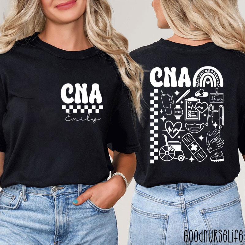 Personalized Certified Nursing Assistant Nurse Two Sided T-Shirt