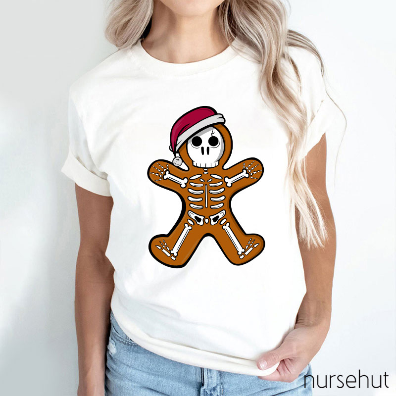 A Skeleton In A Santa Hat Nurse T-Shirt