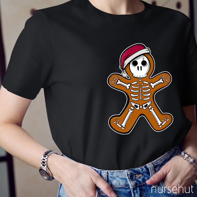 A Skeleton In A Santa Hat Nurse T-Shirt