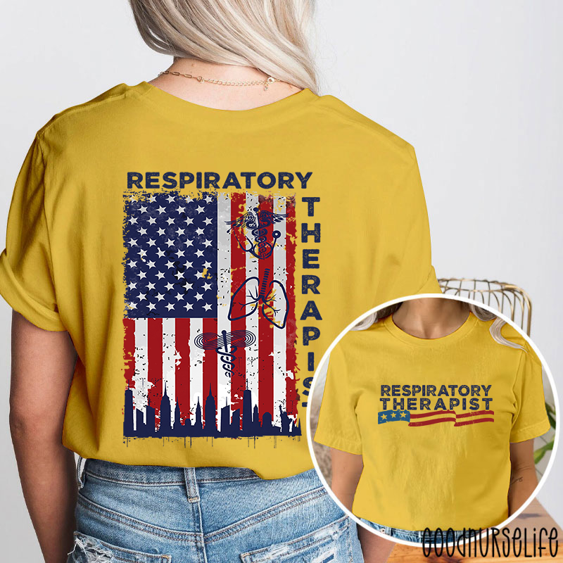 Patriotic Respiratory Therapist Nurse Two Sided T-Shirt