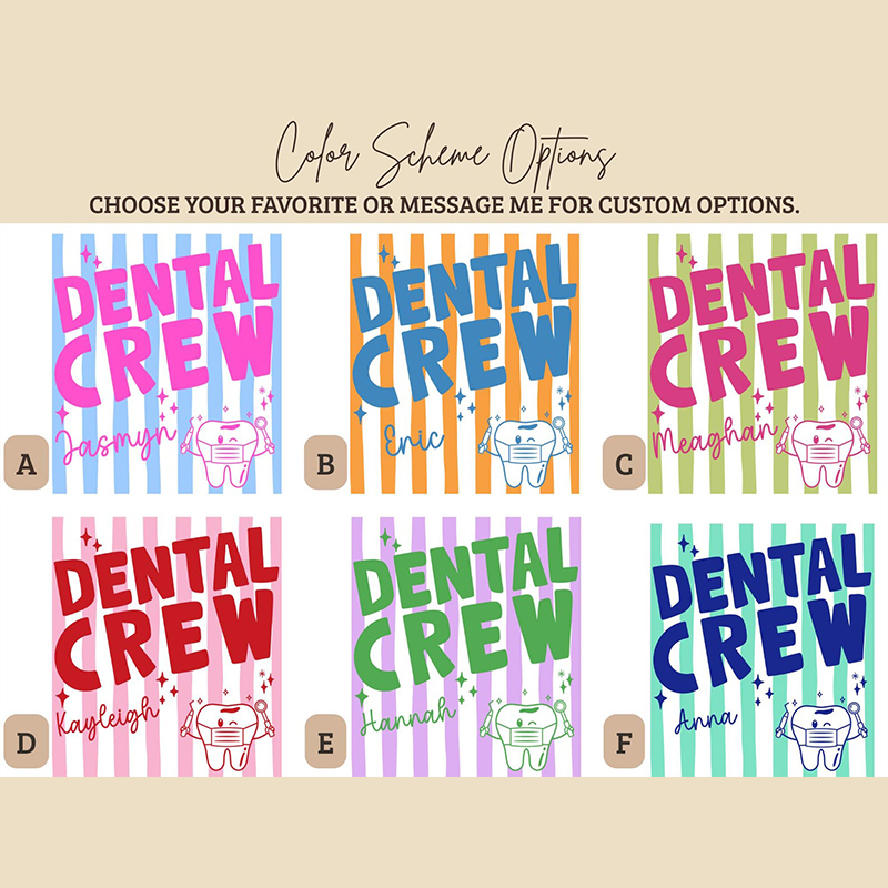 Personalized Dental Crew Vertical Stripe Tooth Nurse T-Shirt