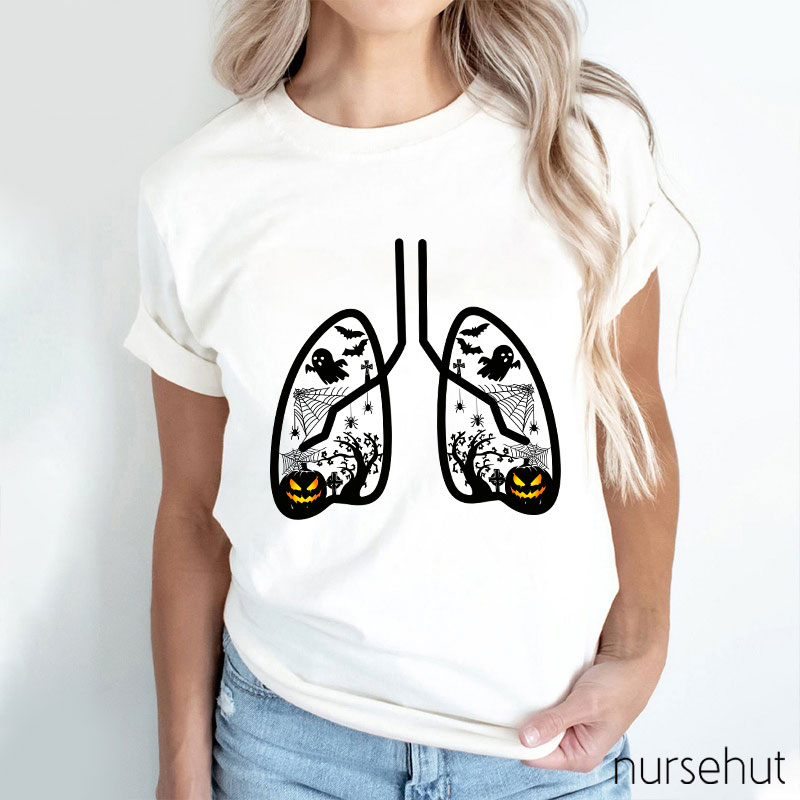 Halloween Pumpkin Lung Nurse T-Shirt