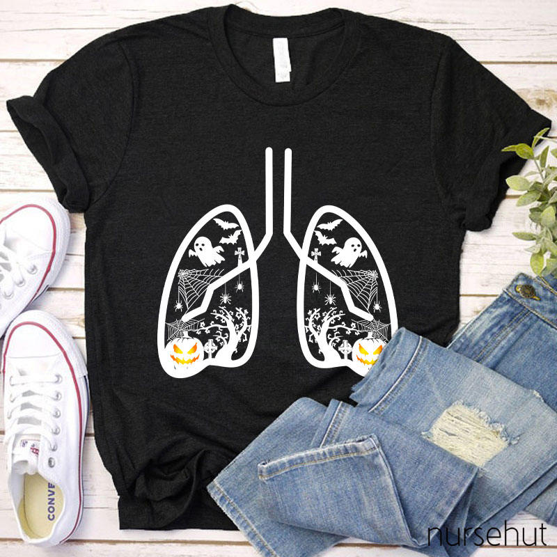 Halloween Pumpkin Lung Nurse T-Shirt