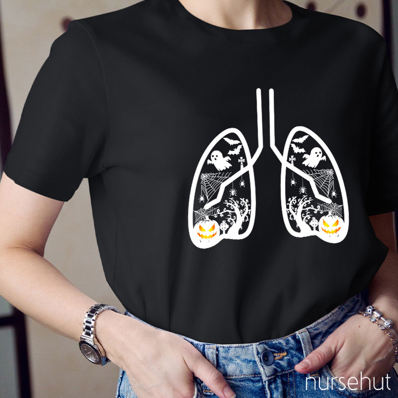Halloween Pumpkin Lung Nurse T-Shirt