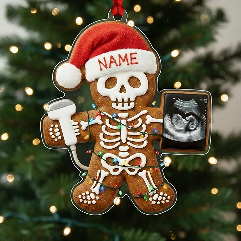 Personalized Gingerbread Ultrasound 2D Flat Acrylic Christmas Ornament