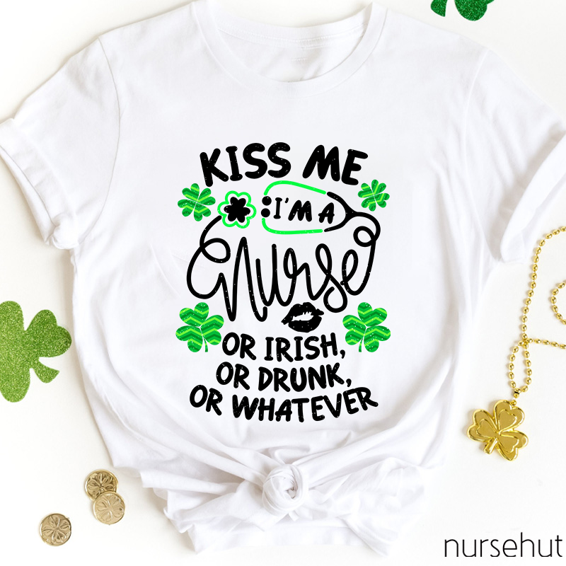 Kiss Me I'm A Nurse Clover Stethoscope Nurse T-Shirt