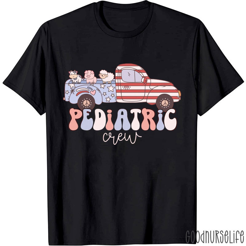 4th Of July Truck And Animals Pediatric Crew Nurse T-Shirt
