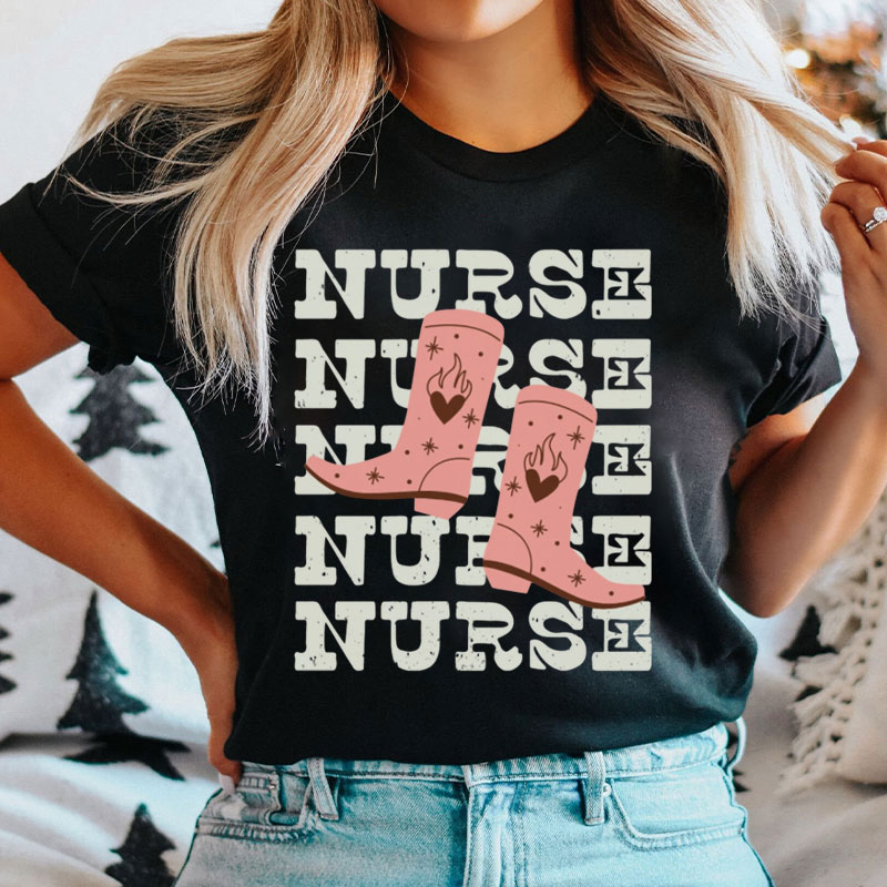 Nurse Cowgirl Boots Registered Nurse T-Shirt