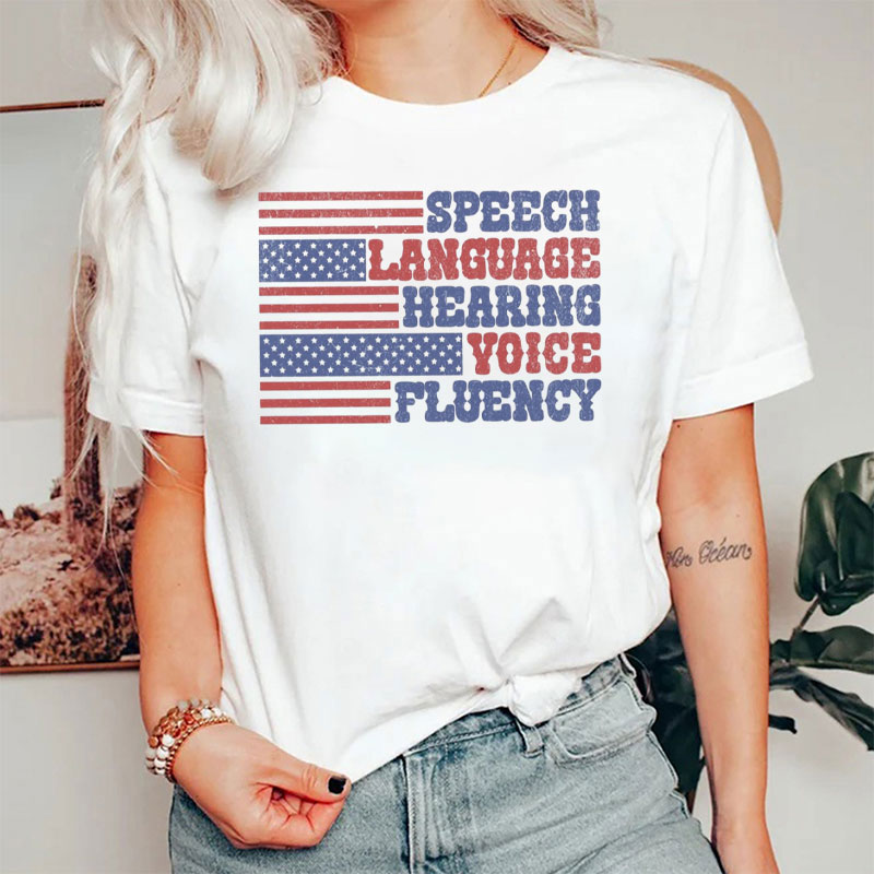 SLP Speech Language Hearing Voice Fluency T-Shirt