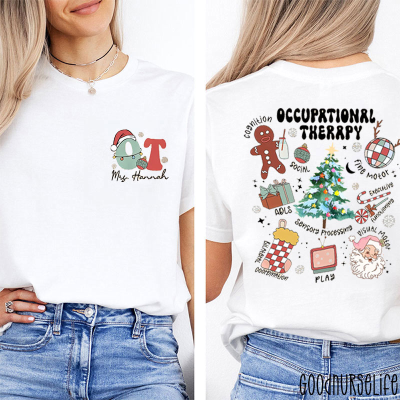 Personalized Occupational Therapy Festive OT Concepts Two Sided T-Shirt