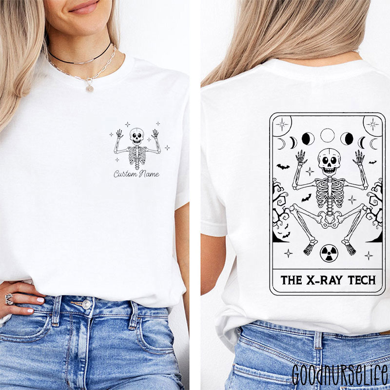 Personalized The X-Ray Tech Skeleton Tarot Card Two Sided T-Shirt