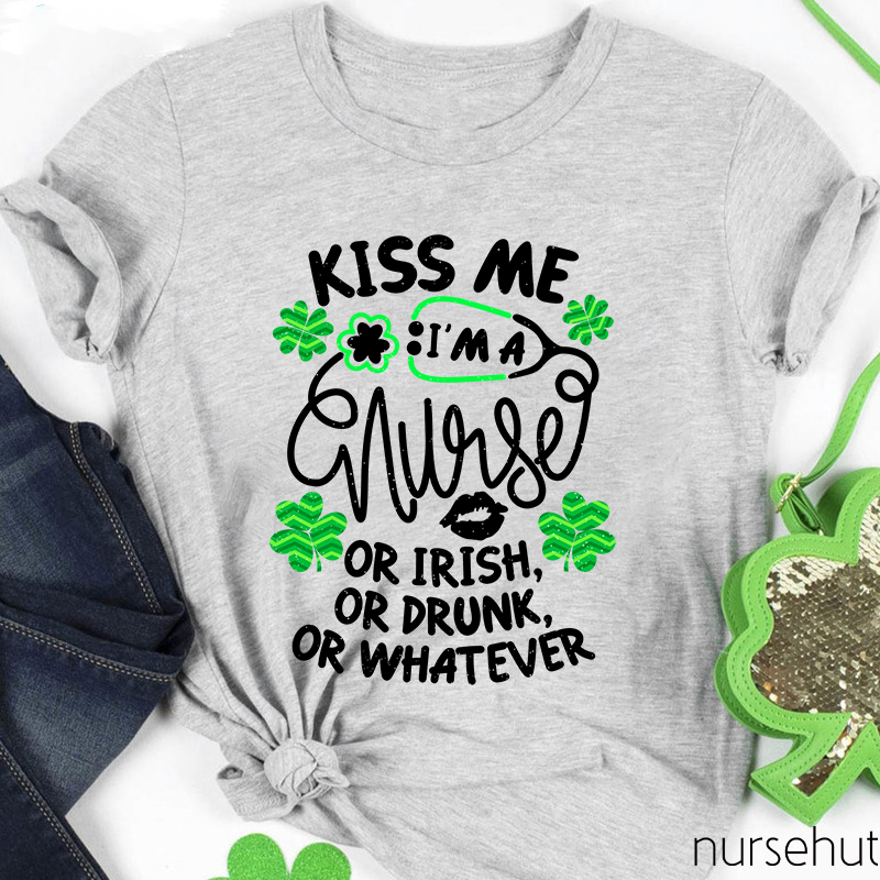 Kiss Me I'm A Nurse Clover Stethoscope Nurse T-Shirt