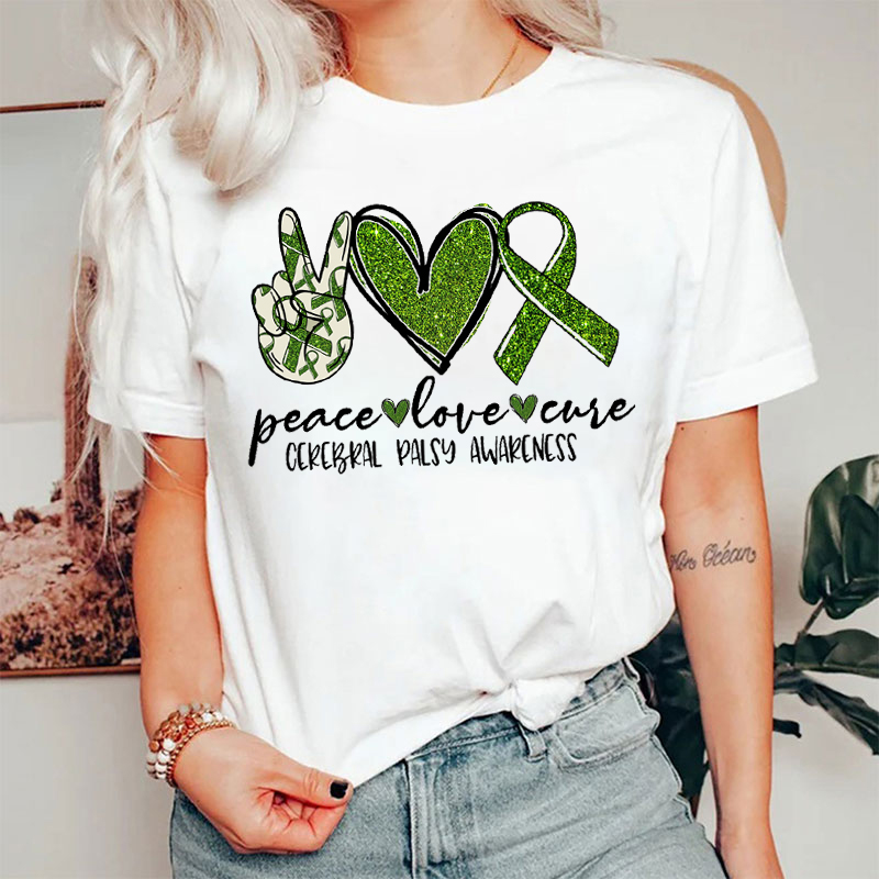 Peace Love Cure Cerebral Palsy Awareness Club Nurse T-shirt