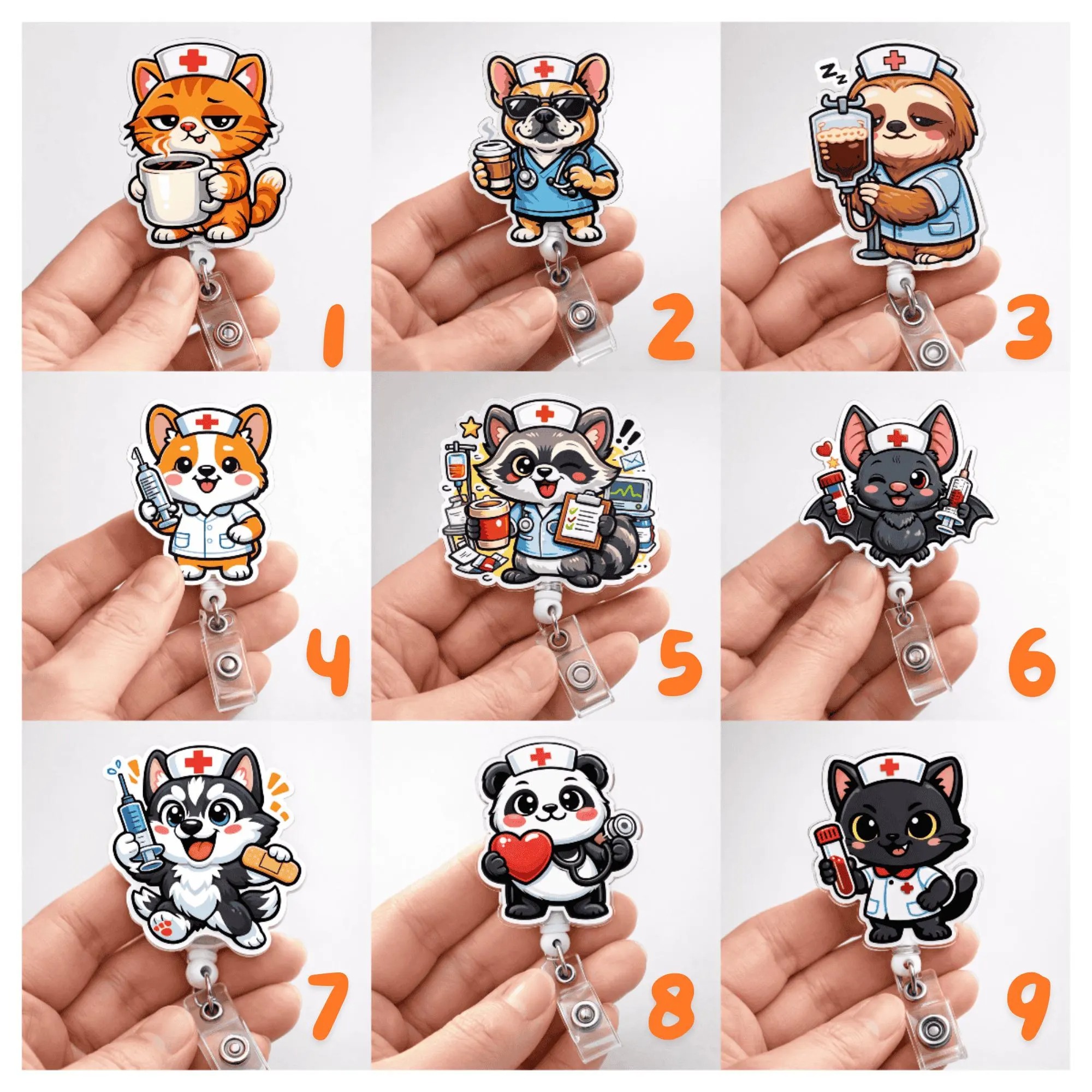 Cute Various Animals Nurse Badge Reel