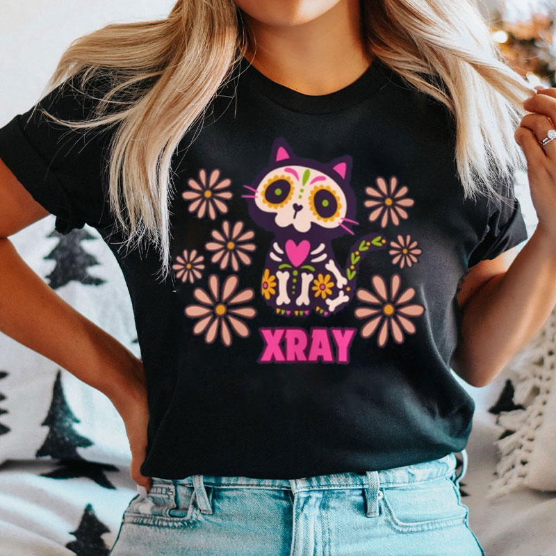 Groovy XRAY Halloween Cat Nurse T-Shirt