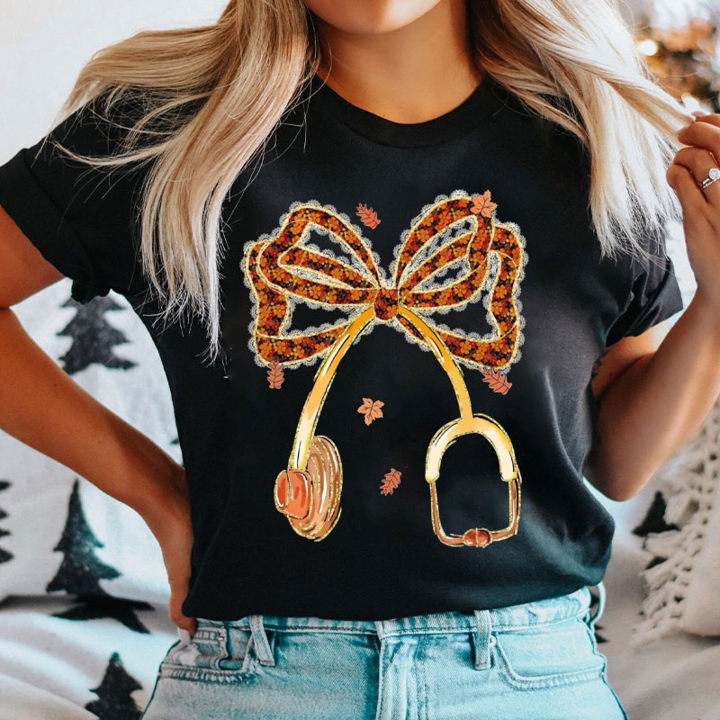 Fall Stethoscope Coquette Nurse T-Shirt