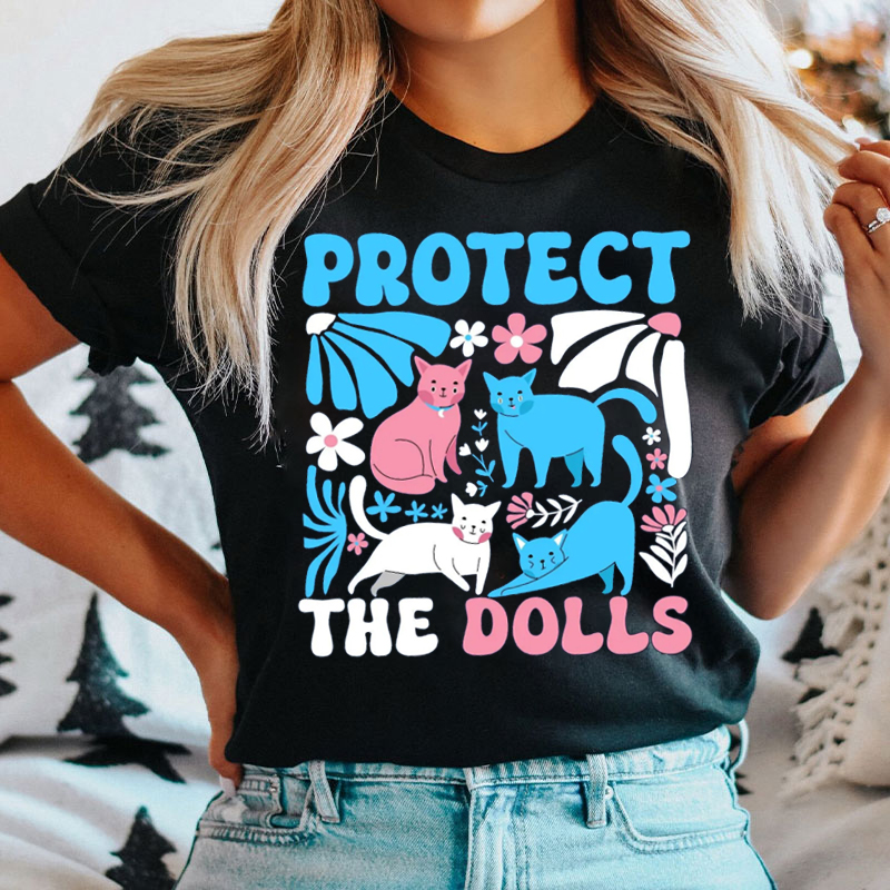 Cute Cat Protect The Dolls T-shirt