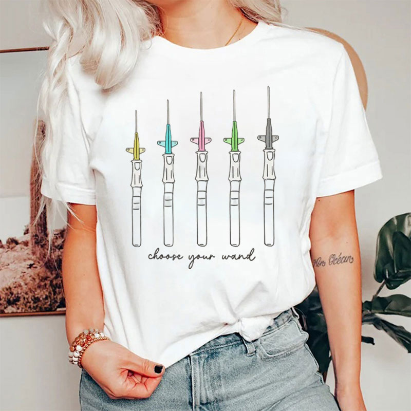 Funny Choose Your Wand Vaccination Injection Nurse T-Shirt