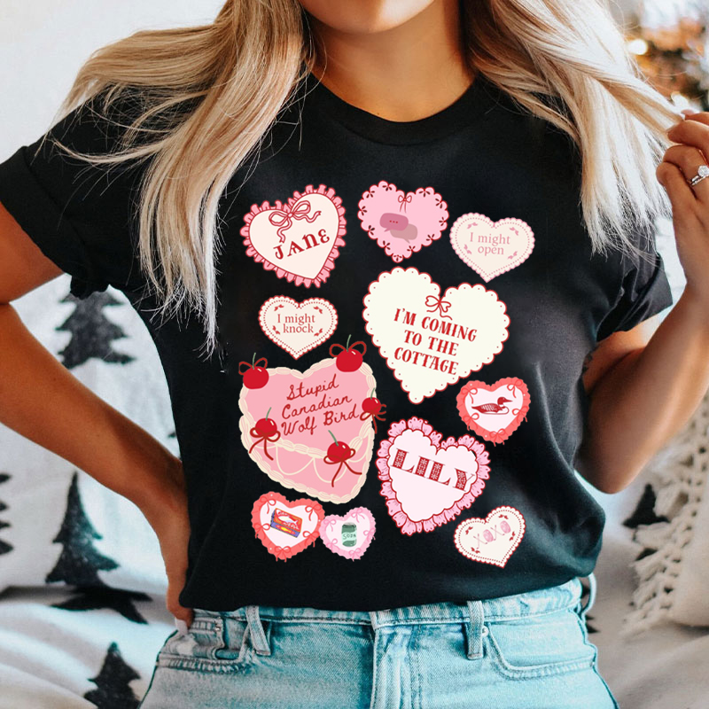 Valentine's Day Conversation Hearts Hockey T-shirt