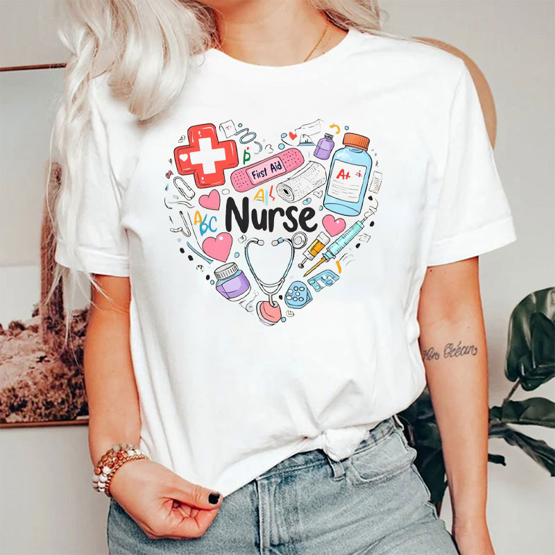 Nurse Heart Stethoscope Medical Nurse T-Shirt