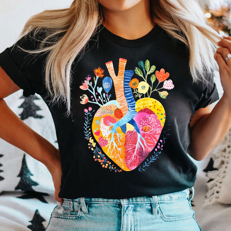 Colorful Heart Anatomy T-shirt