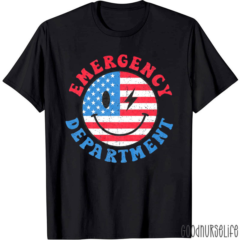 Emergency Department 4th Of July American Flag ER Nurse T-Shirt