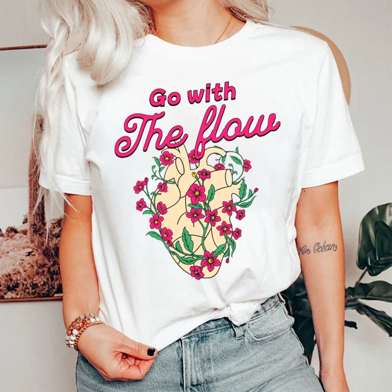 Flower Heart Go With The Flow T-shirt