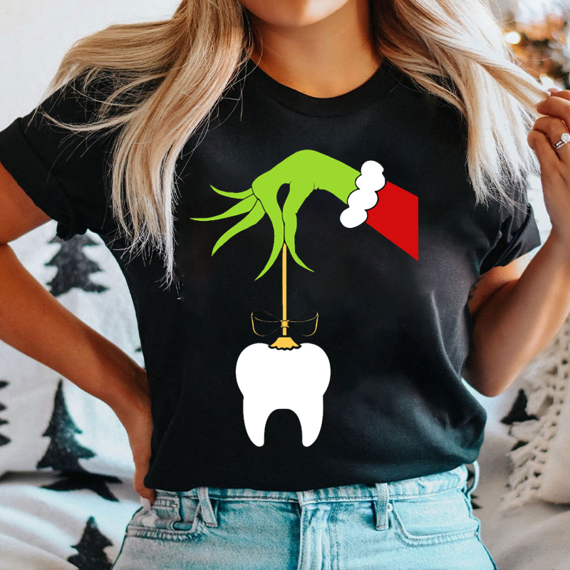 Hand Holding Christmas Tooth Dentist T-Shirt