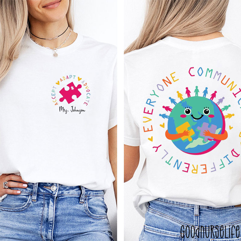 Personalized Name Accept Adapt Advocate Two Sided T-Shirt