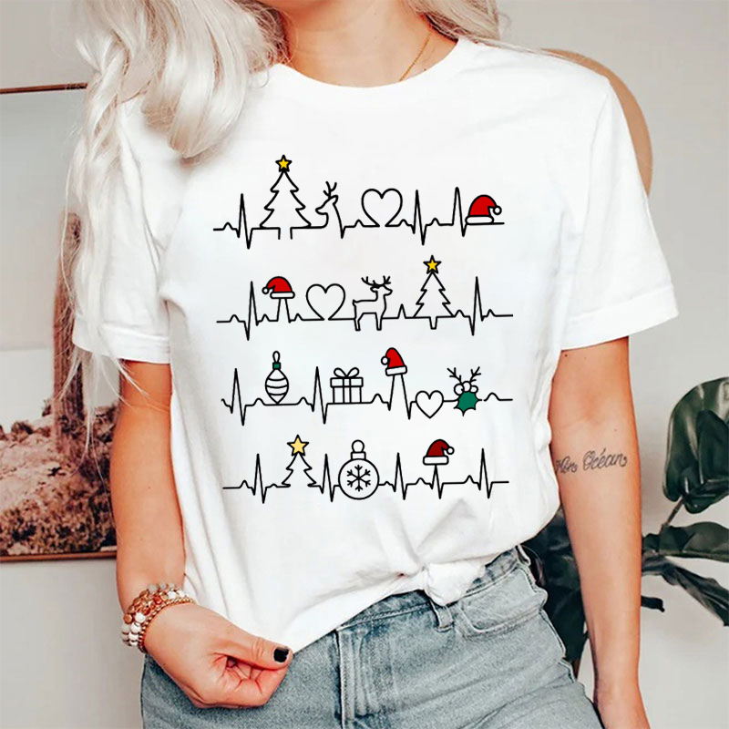 Christmas EKG Heartbeat T-Shirt