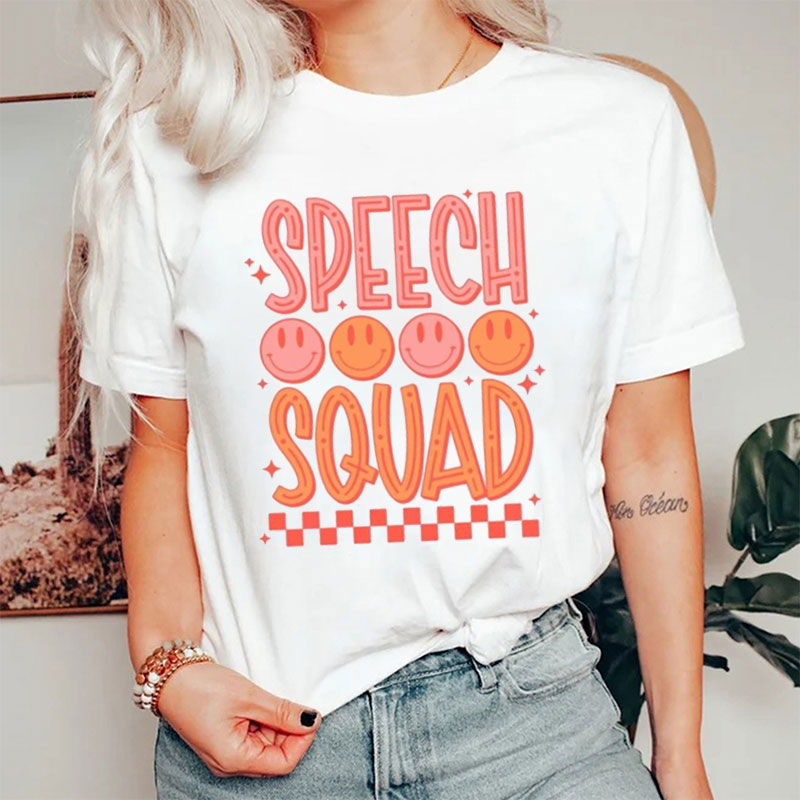 Speech Squad Smiley Faces And Checkerboard T-Shirt