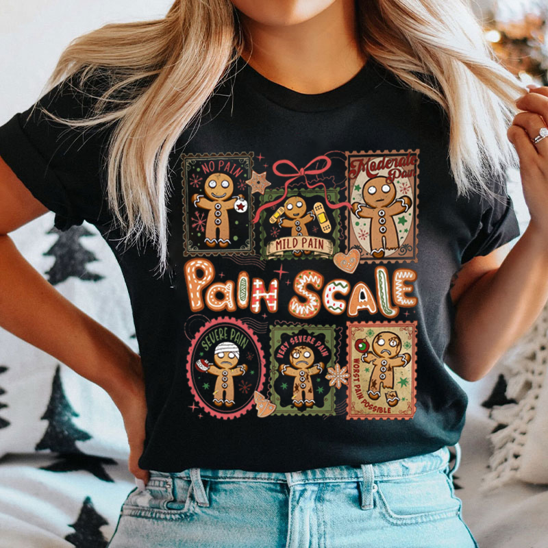 Cute Gingerbread Pain Scale Nurse T-Shirt