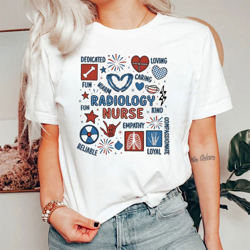 Radiology Nurse Blue And Red 4th Of July Radiology T-Shirt