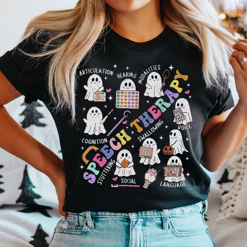 Halloween Speech Therapy Ghost T-Shirt