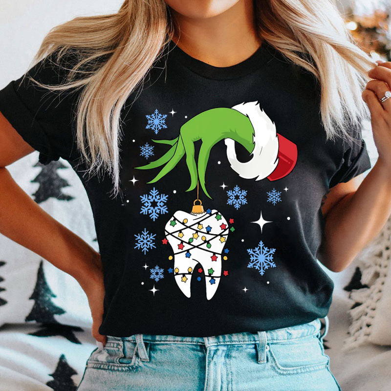 Funny Christmas Lights Tooth T-Shirt