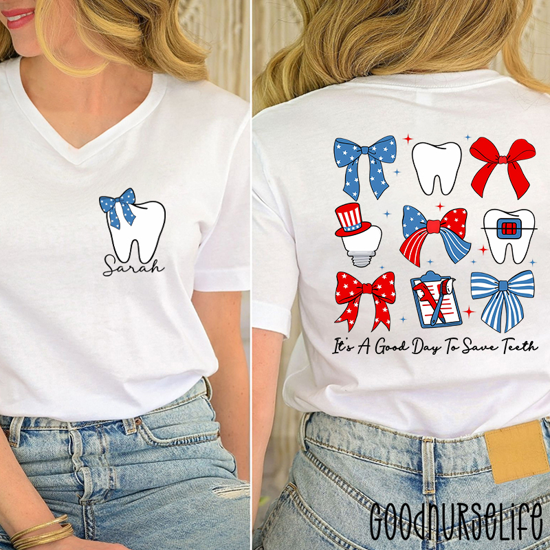 Personalized It's A Good Day To Save Teeth Female V-Neck Two Sided T-Shirt