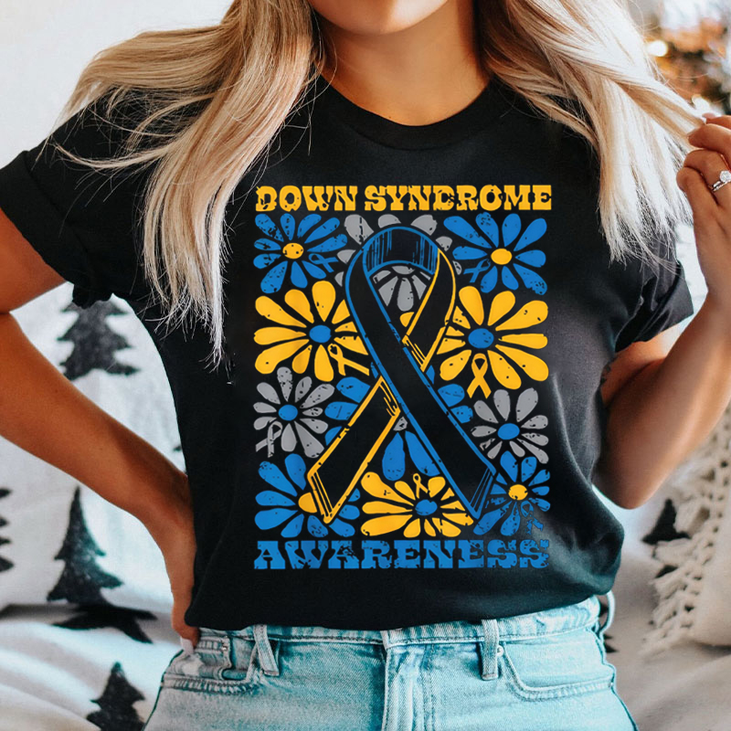 Floral Down Syndrome Awareness T-shirt