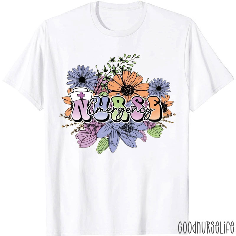 Flower ER Nurse Emergency Nurse T-Shirt