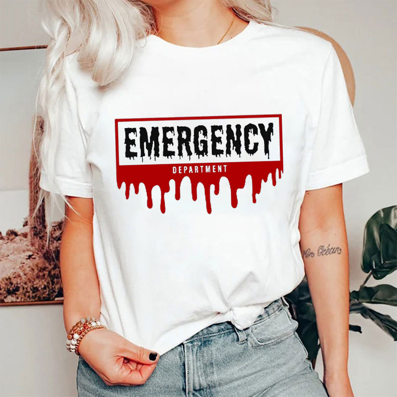 Spooky Season Blood Emergency Department Nurse T-Shirt