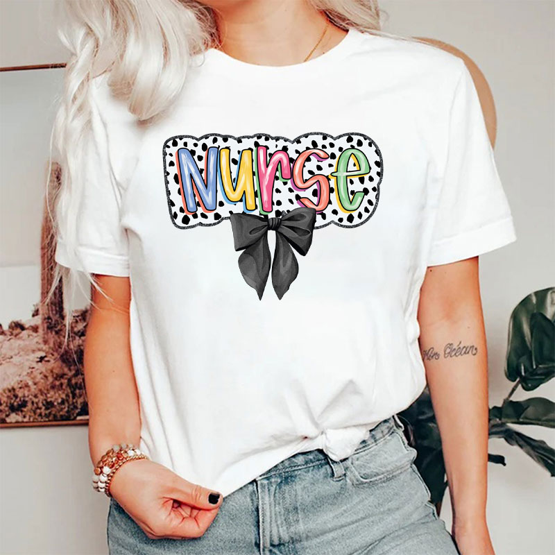 Nurse Dalmatian Dots Coquette Nurse T-Shirt